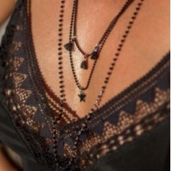 Black triple row necklace