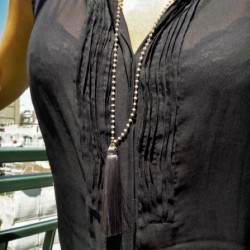 Grey silk pompom necklace