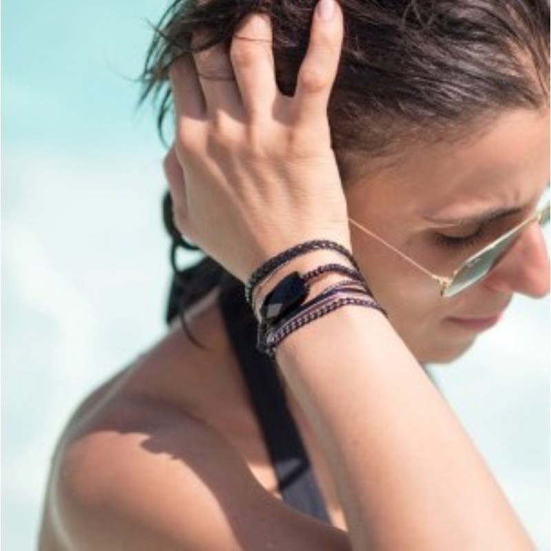 Bracelet manchette aimanté agate noire Bracelet manchette aimanté agate noire