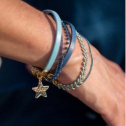 Bracelet manchette aimanté bleu jean