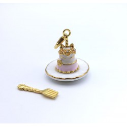 Charm gâteau licorne doré