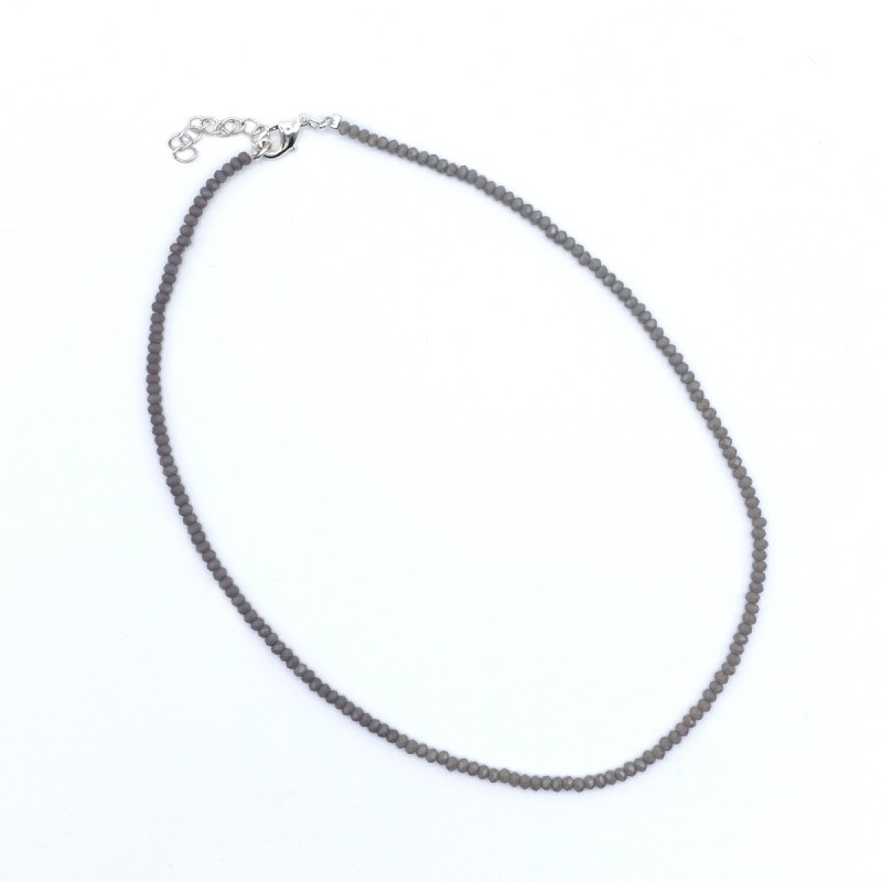 Collier de cristal nude argenté