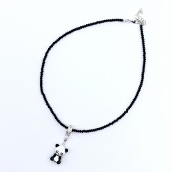 Collier de cristal noir argenté