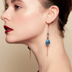 Goutte jean & coral earrings