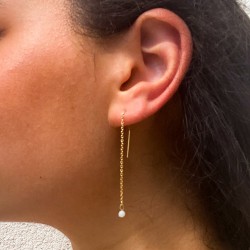 Golden earrings with amazonite bead