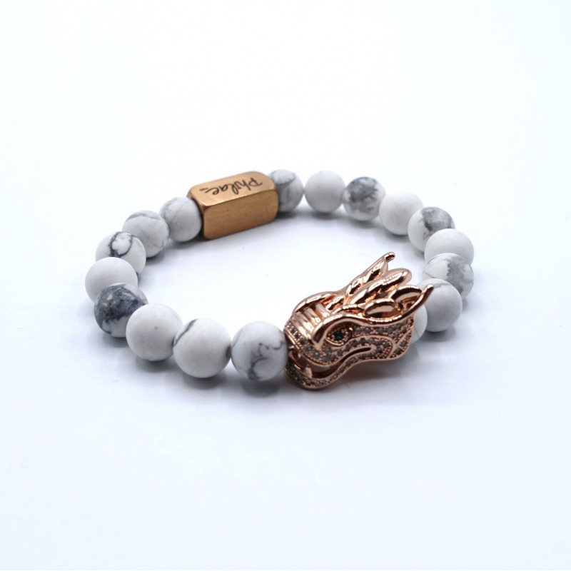 White dragon bracelet with howlite White dragon bracelet with howlite