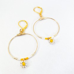 Boucles d'oreilles créoles pendentif jaune