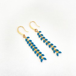Leaf earrings blue