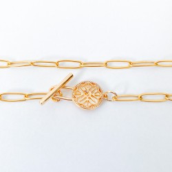 Golden necklace with nacre and T clasp