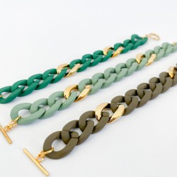 Bracelets en silicone de couleurs et doré fermoir en T