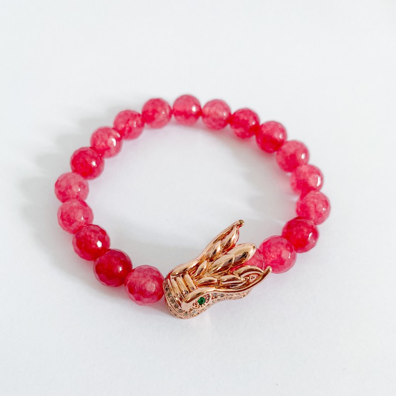 Bracelet Dragon en agate rose