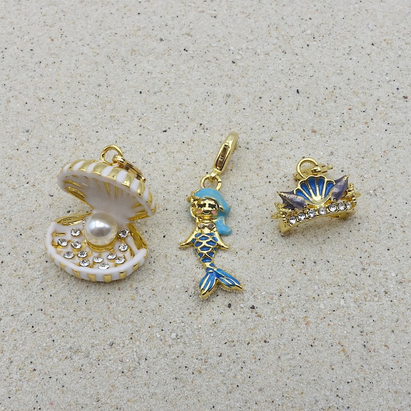 Charm Coquillage Perle – Or Jaune 9 Carats – Pendentif/Breloque – Neuf