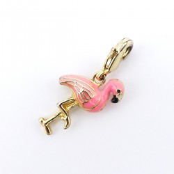 Pink flamingo charm in gold