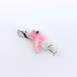 Charm flamant rose argent