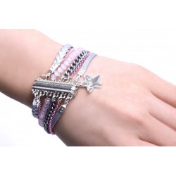 Bracelet aimanté rose & argent