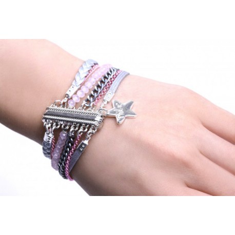Bracelet aimanté rose & argent Bracelet aimanté rose & argent