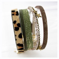 Bracelet manchette aimanté léopard