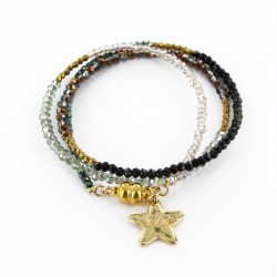 Bracelet triple, camouflage et or