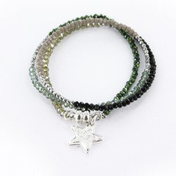 Bracelet triple, camouflage et argent