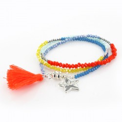 Bracelet triple, multicolore et argent ref35
