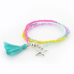 Bracelet triple, multicolore et argent ref36