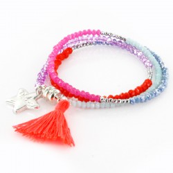 Bracelet triple, multicolore et argent ref38