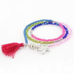 Bracelet triple, multicolore et argent ref42