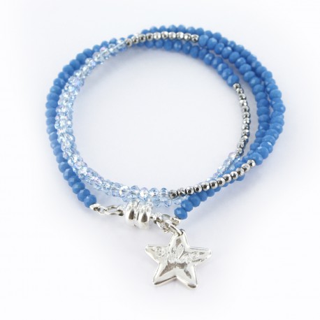 Bracelet triple, bleu et argent