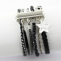 Bracelet manchette aimanté agate noire