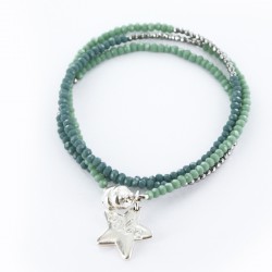 Bracelet triple, vert et argent