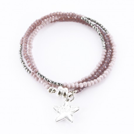 Bracelet triple, mauve et argent