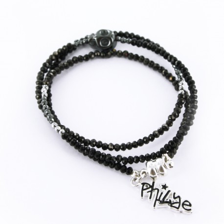 Bracelet triple, Noir et argent Rock