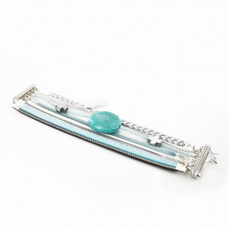 Bracelet manchette aimanté turquoise et hématite Bracelet manchette aimanté turquoise et hématite