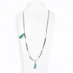 Sautoir cristal dégradé, turquoise & cuivre