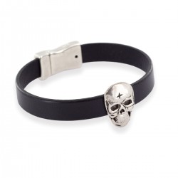 Bracelet skullhead en cuir Homme