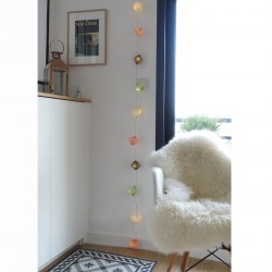 Guirlande lumineuse Origami rose et menthe
