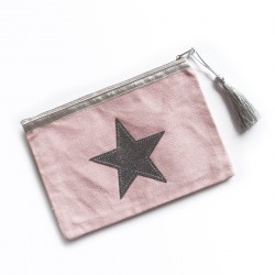 Pochette rose pâle, étoile argent