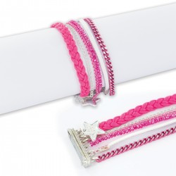 Bracelet manchette aimanté fushia