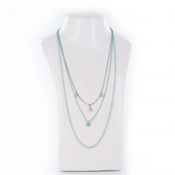 Sautoir triple rangs turquoise