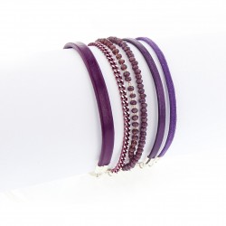 Bracelet manchette aimanté violet et argent