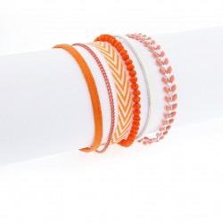 Bracelet manchette aimanté orange et argent