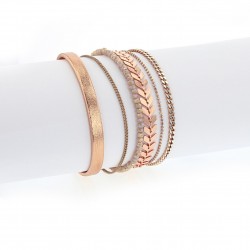 Bracelet manchette aimanté cuivre et nude