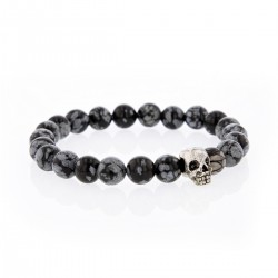 Bracelet Lucky Homme obsidienne snowflake et skullhead