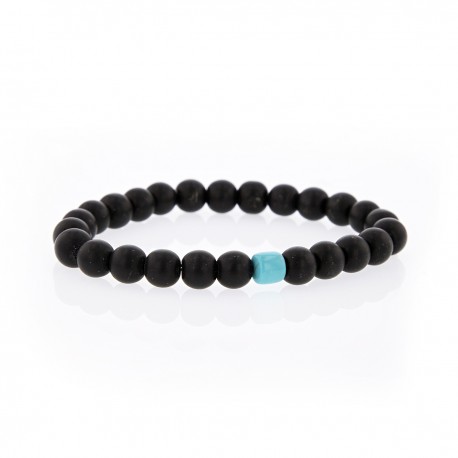 Bracelet Lucky Homme onyx et turquoise Bracelet Lucky Homme onyx et turquoise