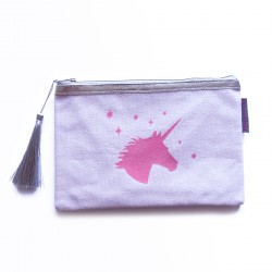 Pochette rose, licorne rose