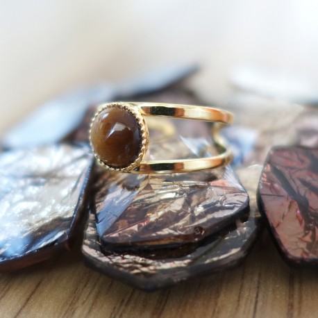 Bague pierre oeil de tigre et or Bague pierre oeil de tigre et or