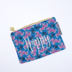 "Happy" light blue floral...