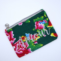 Asia printed "Love" pouch
